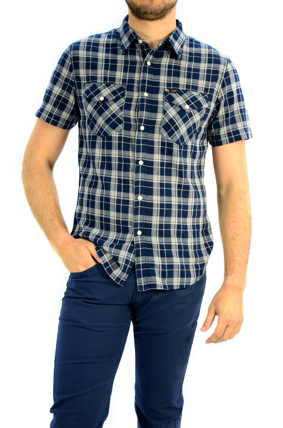 CAMISA LEE WESTERN NAVY DROP