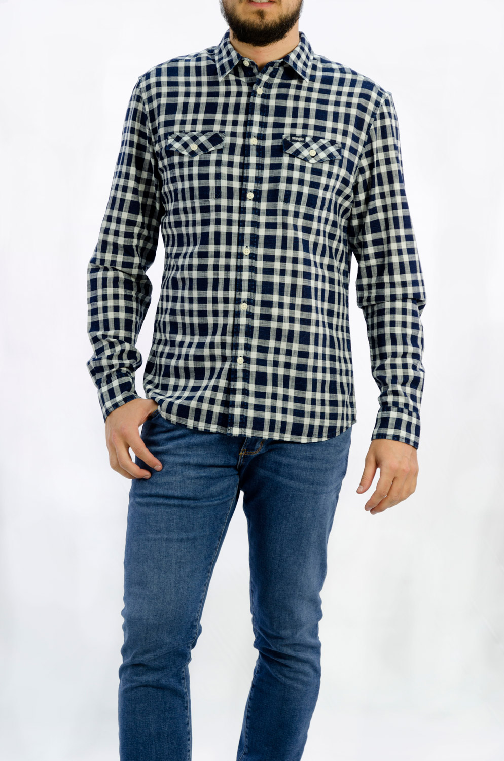 CAMISA WRANFGLER LS 2PKT FLAP SHIRT LIGHT INDIG