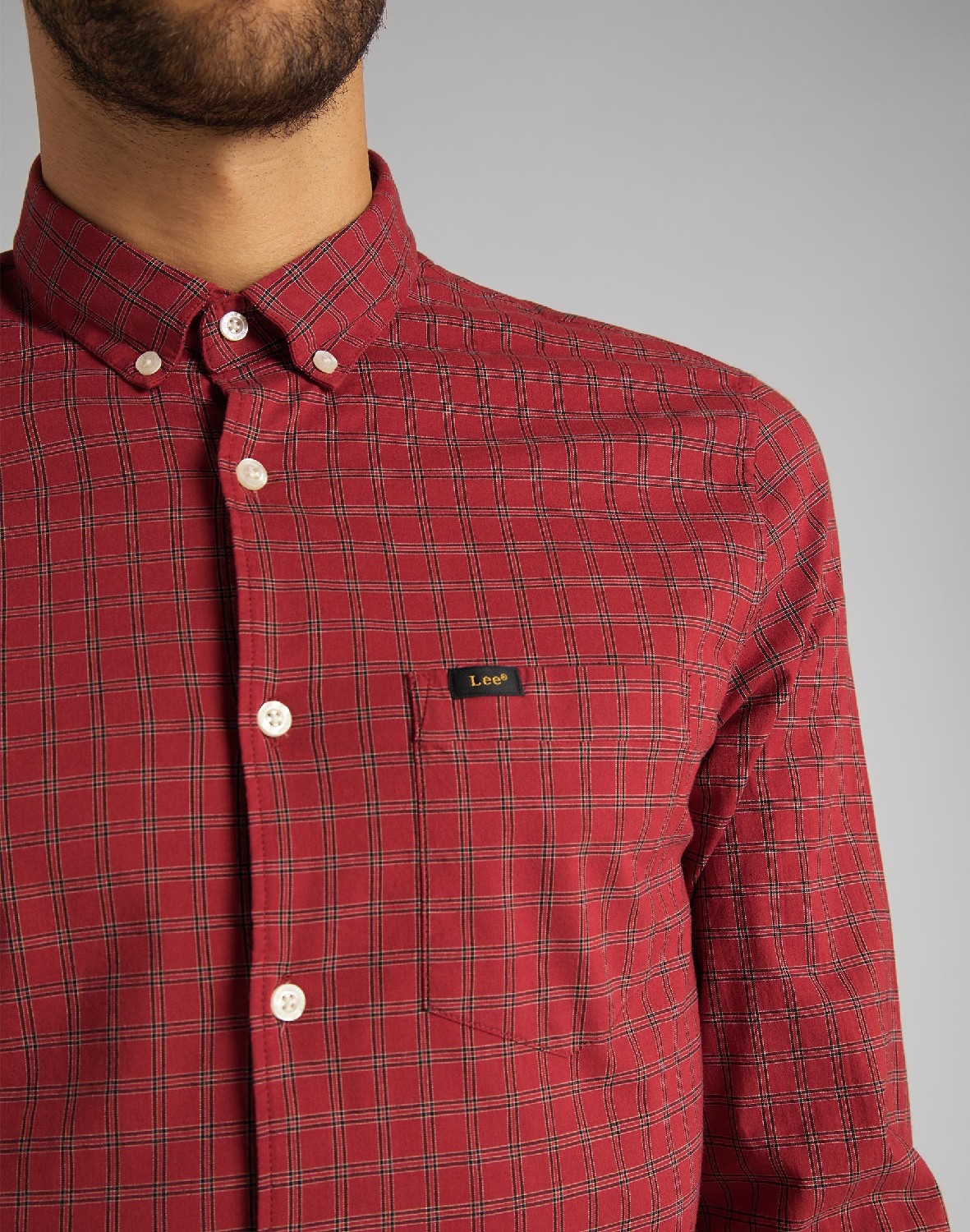 CAMISA LEE SLIM BUTTON DOWN RED OCHRE