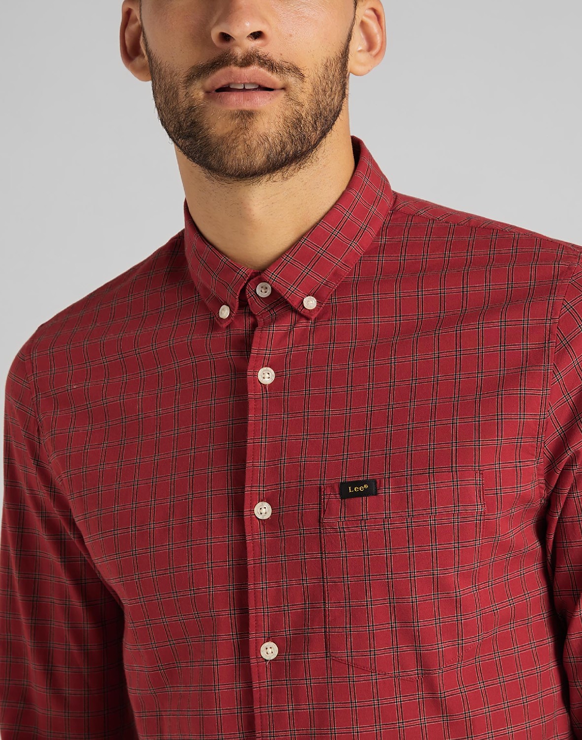 CAMISA LEE SLIM BUTTON DOWN RED OCHRE