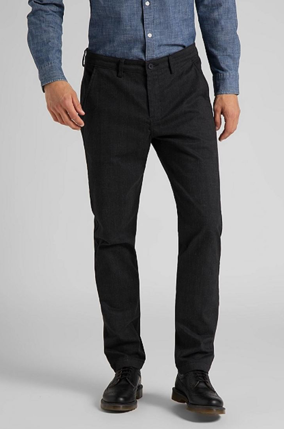 CHINO SLIM LEE PEWTER CHECK