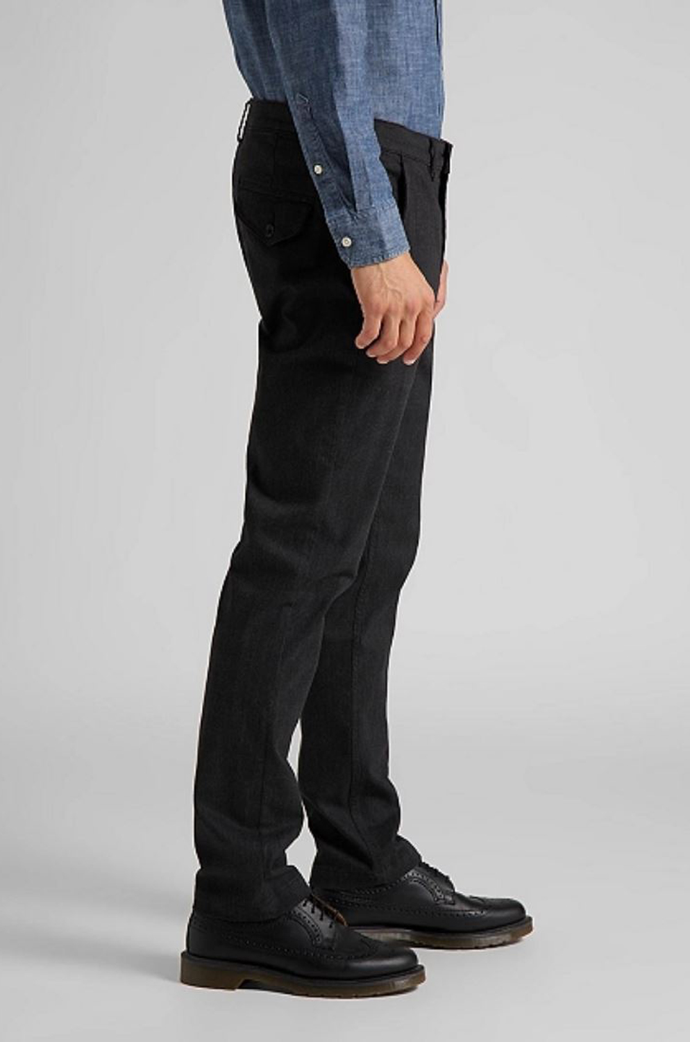 CHINO SLIM LEE PEWTER CHECK