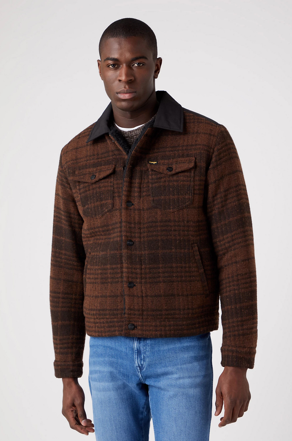 Cazadora Wrangler Wool Trucker Jacket Carafe Brown