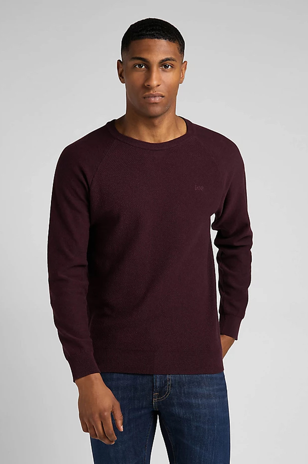 Jersey Lee Raglan Crew Knit Velvet Beet