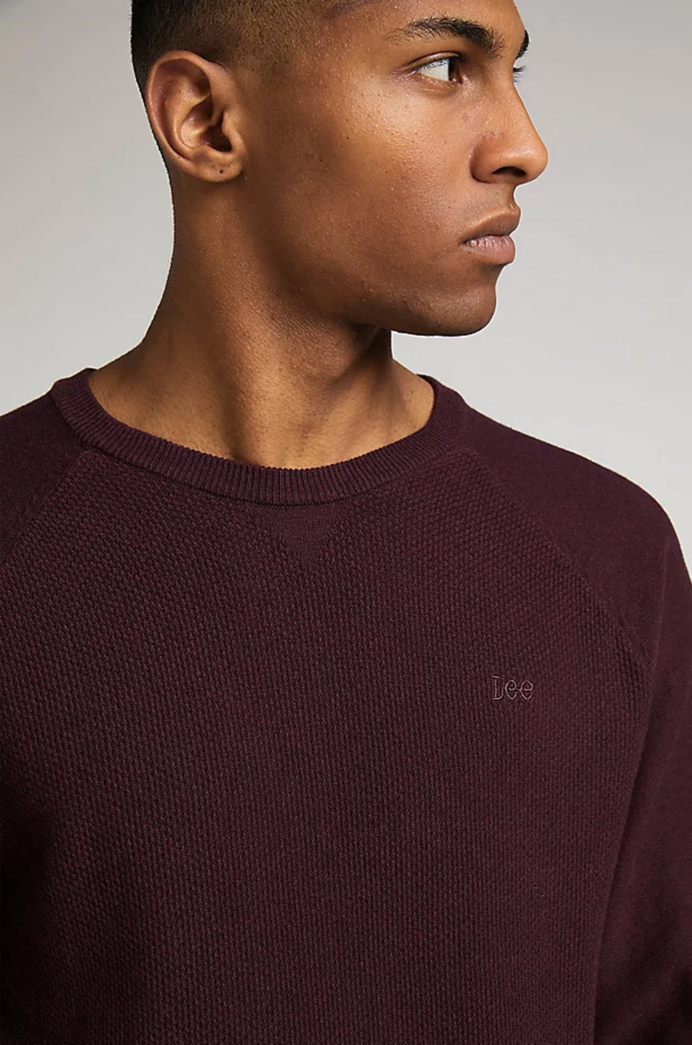 Jersey Lee Raglan Crew Knit Velvet Beet