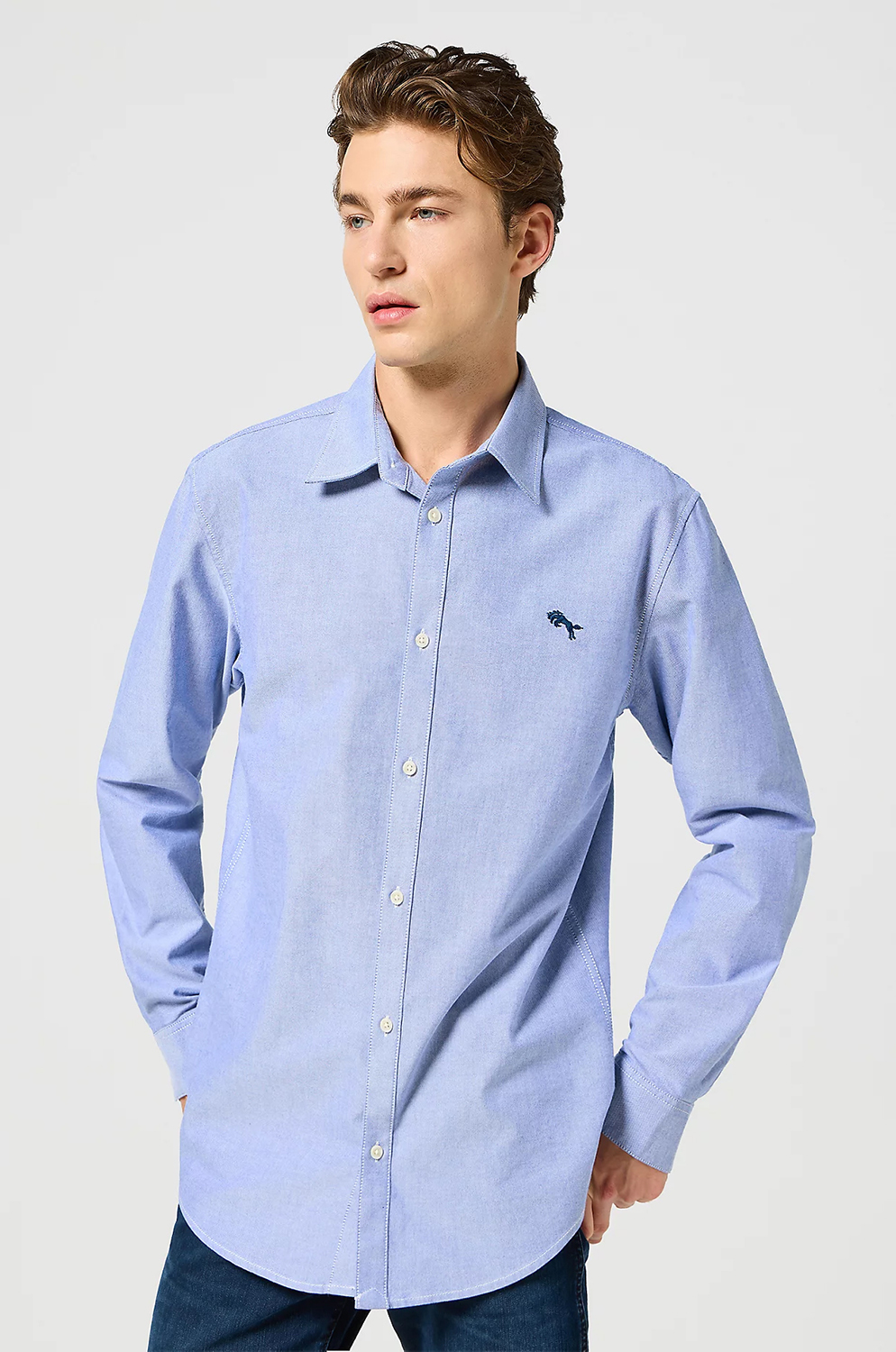 Camisa Wrangler Ls  Shirt Oxford Blue