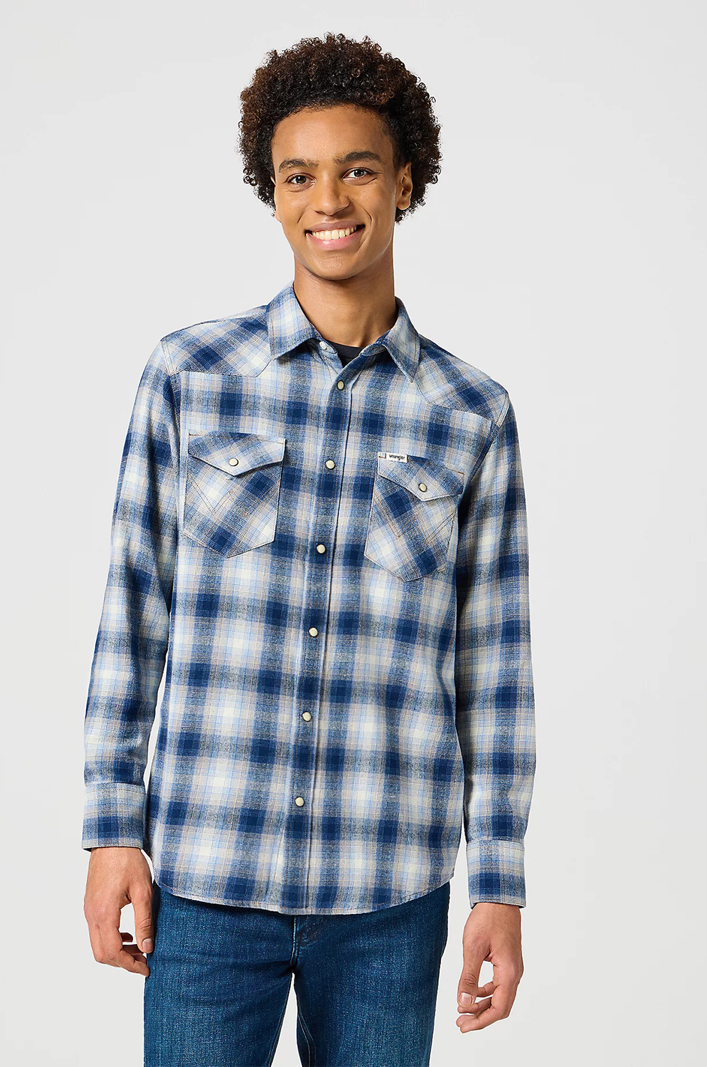 Camisa Wrangler Western Shirt Blue Shadow