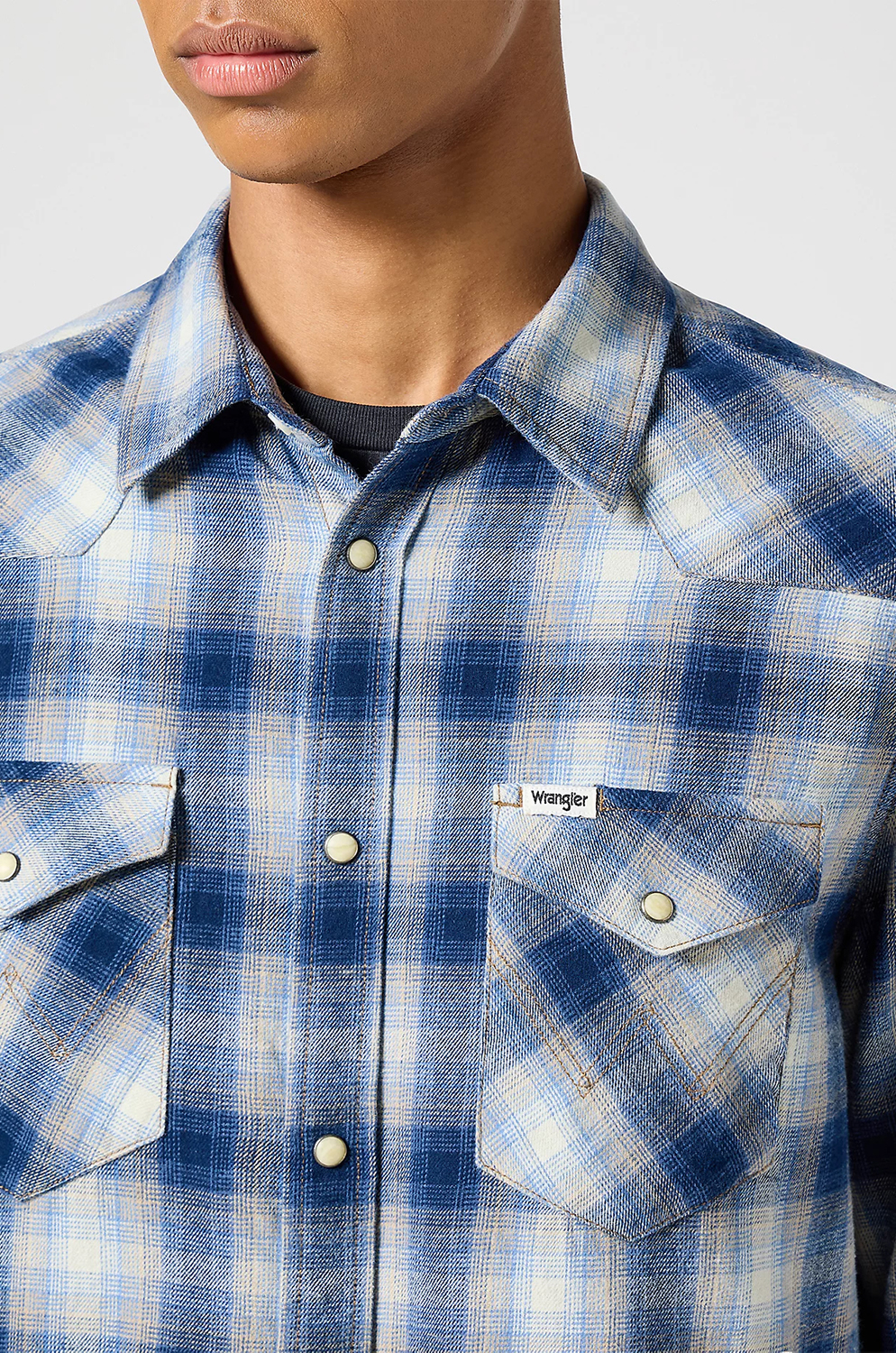 Camisa Wrangler Western Shirt Blue Shadow