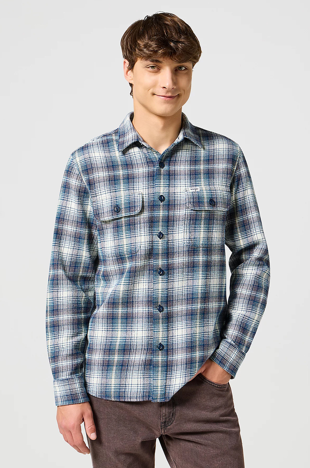 Camisa Wrangler 2Pkt Shirt  Bleu Grey